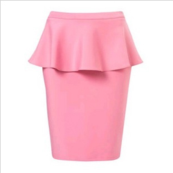 简洁粉红色荷叶边铅笔裙 2012 夏季