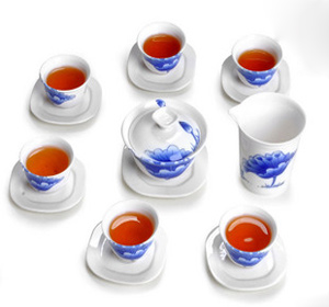 青花瓷茶具套装 陶瓷功夫茶具 盖碗《荷塘春色》