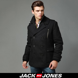 jackjones杰克琼斯羊毛双排扣假两件棉服 中长款 男呢大衣